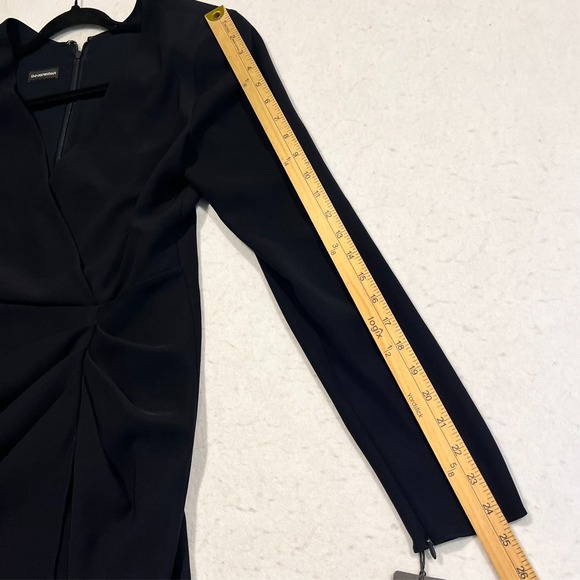 Emporio Armani Faux Wrap Dress Long Sleeve Navy Blue Women's 46 NWT - Picture 7 of 14